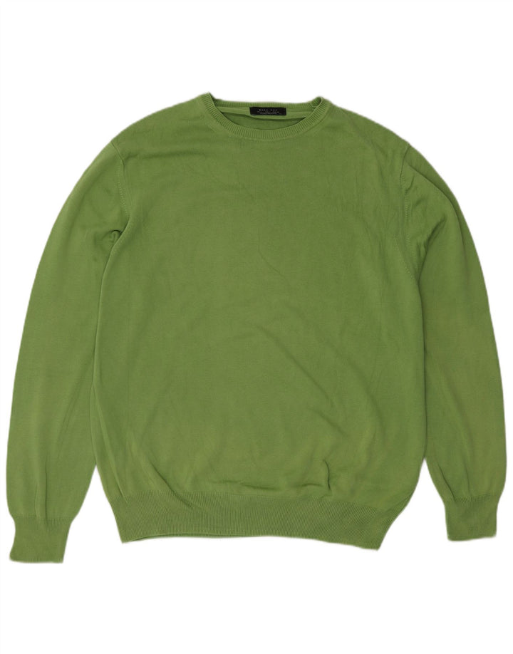 Zara Hombre Jersey Cuello Redondo Jersey Grande Algodón Verde
