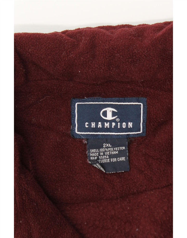 Champion Jersey de forro polar con cuello y cremallera para hombre 2XL Poliéster burdeos