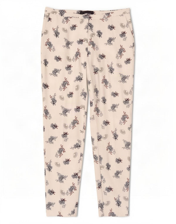 Marks & Spencer Pantalones Chinos para Mujer UK 12 Medium W32 L28 Blanco Floral