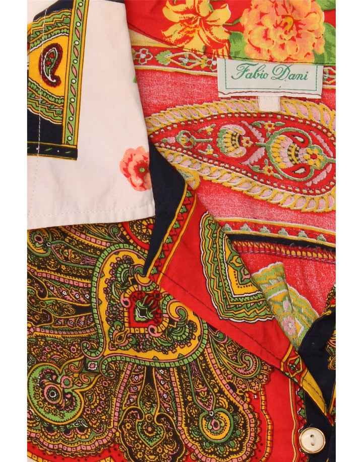 Fabio D Blusa camisera con estampado abstracto para mujer, talla 40, talla grande, multicolor