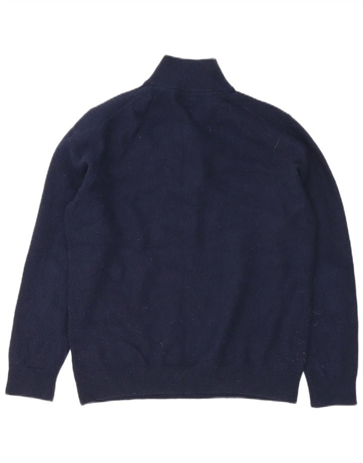 Massimo Dutti Jersey Hombre Con Cremallera Y Cuello En Lana Azul Marino Medio