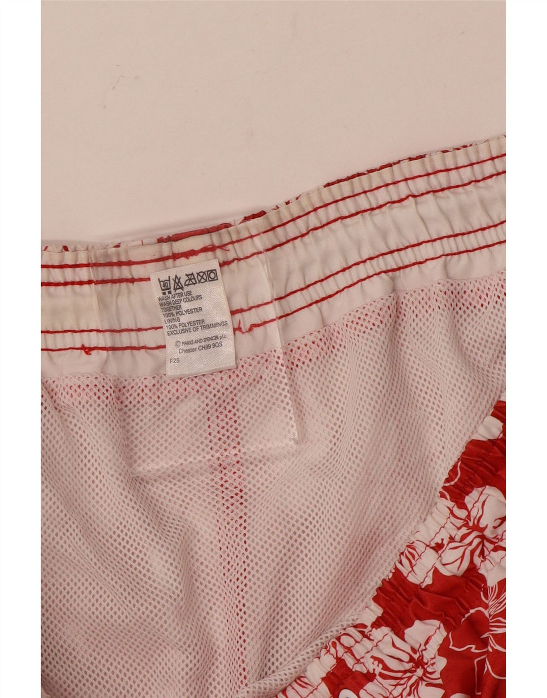 Marks & Spencer Bañador para hombre, talla grande, poliéster floral rojo