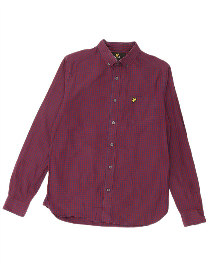 Camisa Lyle & Scott para hombre pequeña de algodón a cuadros color burdeos