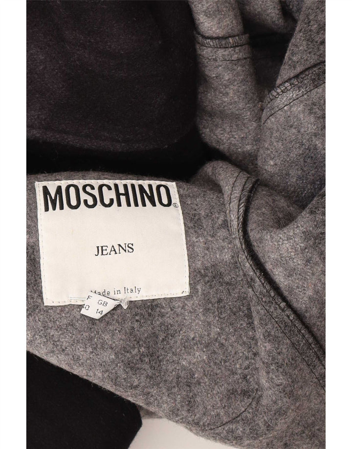 Abrigo Moschino para mujer UK 44 Lana en bloques de color negro mediano