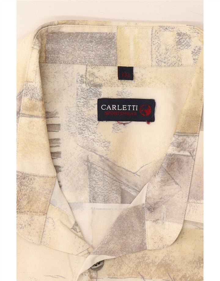 Carletti Camisa de manga corta para hombre 2XL Beige Patchwork