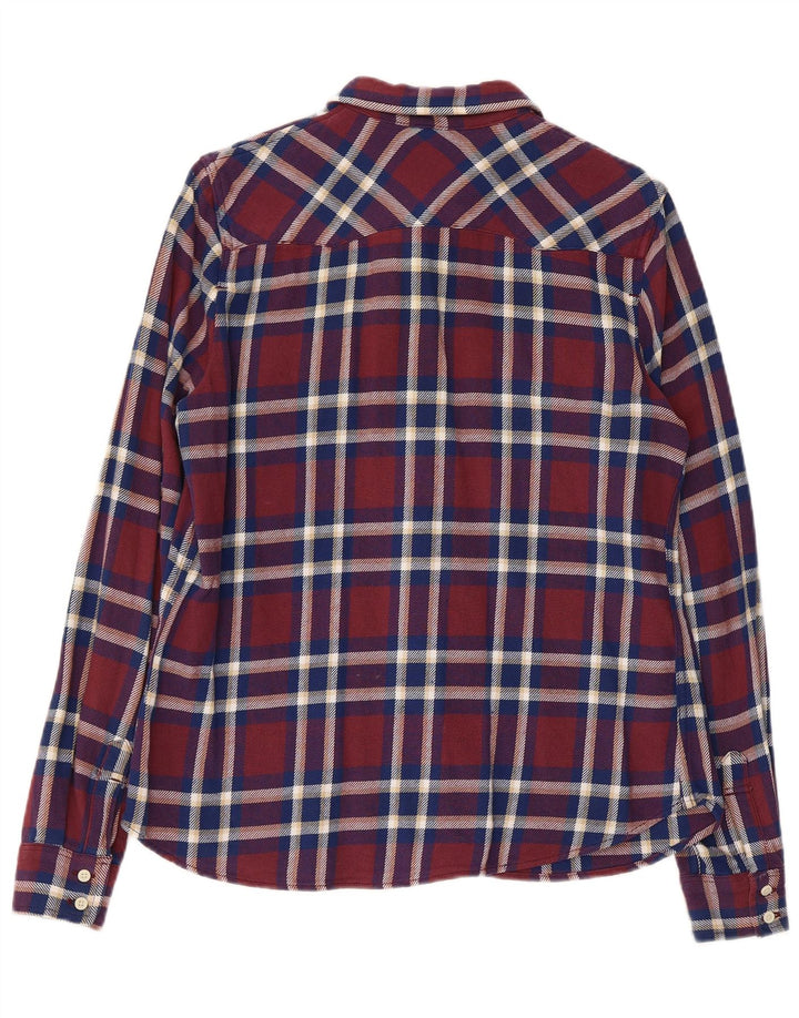 LEVI'S Camisa de franela para mujer UK 44 Algodón a cuadros granate mediano