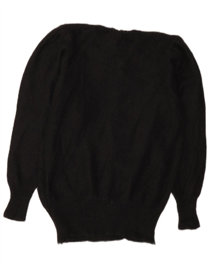 Vintage mujer cuello redondo jersey suéter IT 44 medio negro