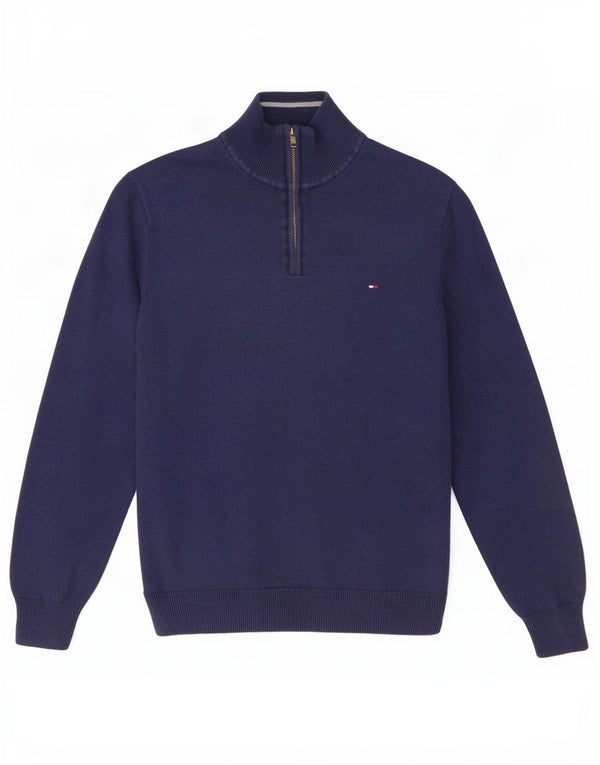 Tommy Hilfiger Suéter tipo jersey con cremallera para mujer UK 46 Grande Algodón azul marino