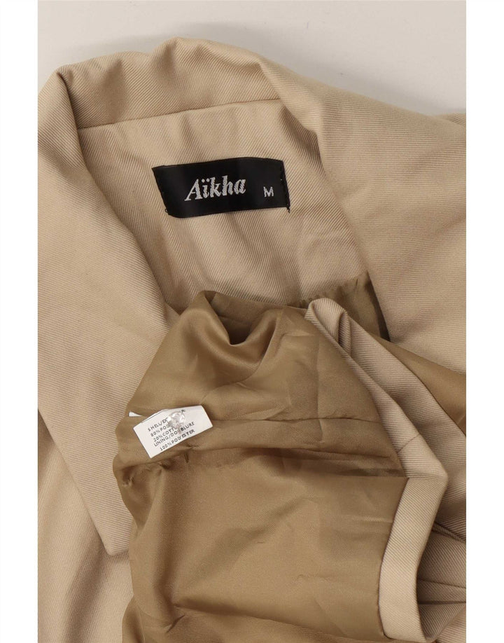Aikha Chaqueta tipo blazer con estampado de 2 botones para mujer, talla holgada, talla 44, color beige medio