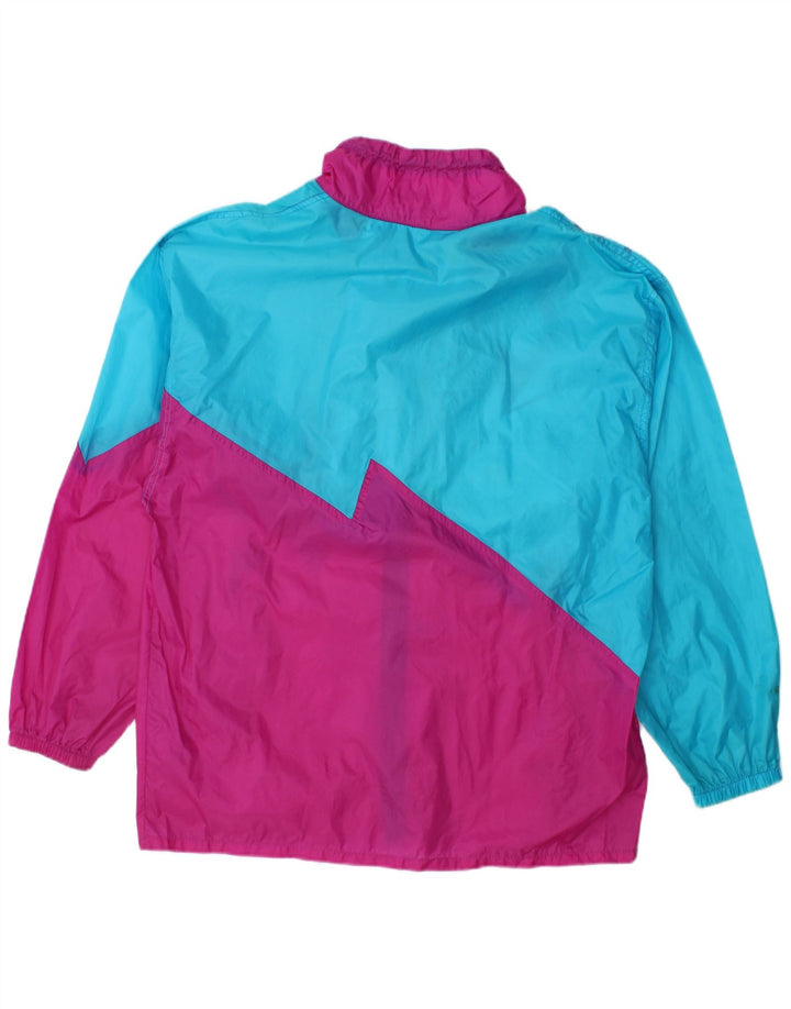 Vintage hombres gráfico chaqueta de esquí Reino Unido 46/48 2XL azul colorblock poliamida