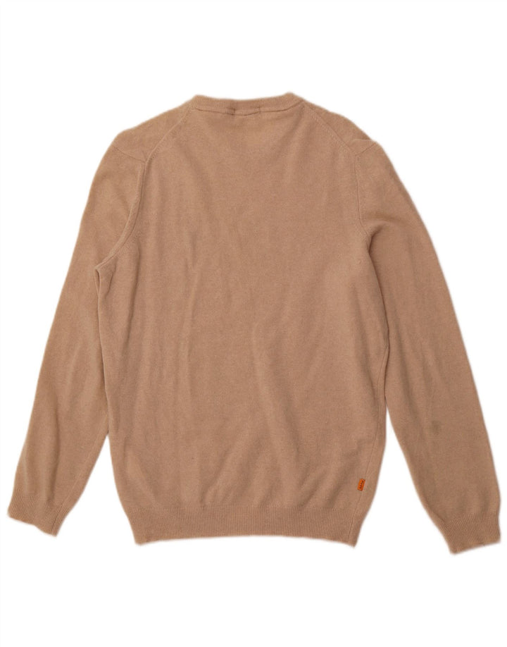TIMBERLAND Jersey de cuello redondo para hombre, suéter pequeño de lana beige
