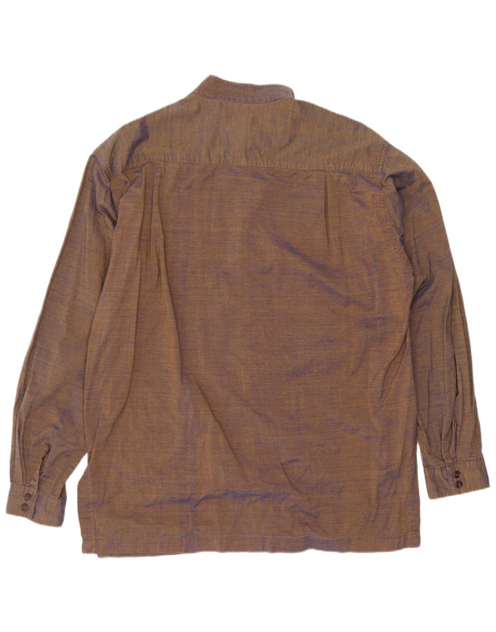 Camisa vintage para hombre de algodón marrón medio