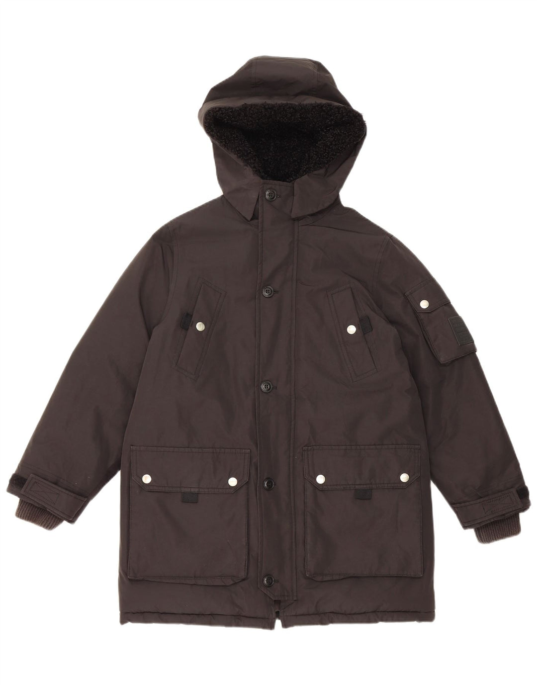 Diesel Chaqueta Parka Con Capucha Para Mujer UK 10 Small Poliéster Negro