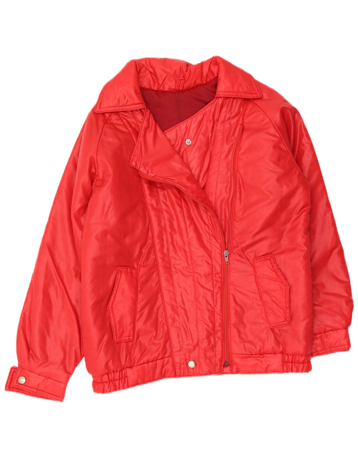 Vintage mujer biker chaqueta acolchada Reino Unido 14 rojo medio