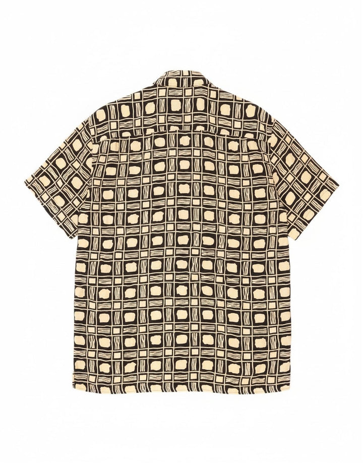Vintage hombres camisa de manga corta grande negro geométrico