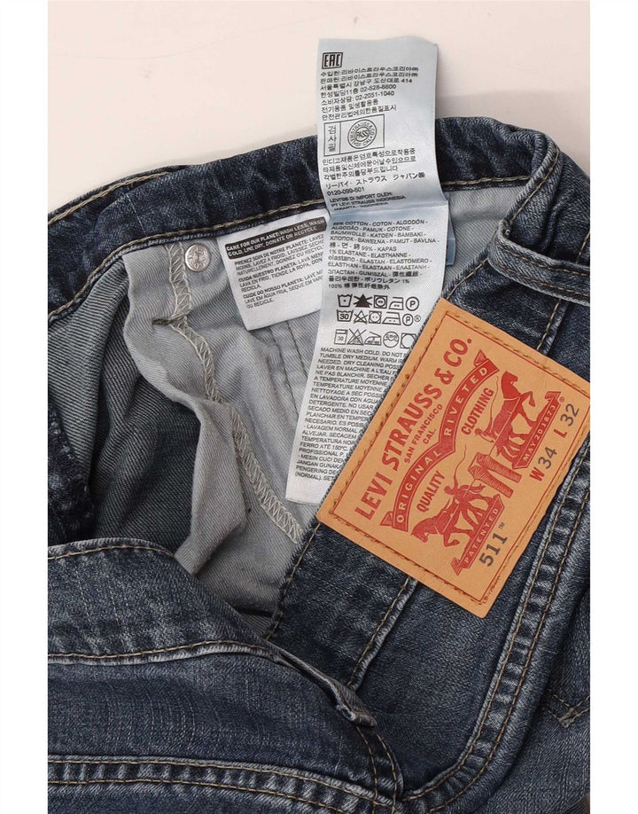 Levi's Hombre 511 Slim Jeans W34 L32 Algodón Azul