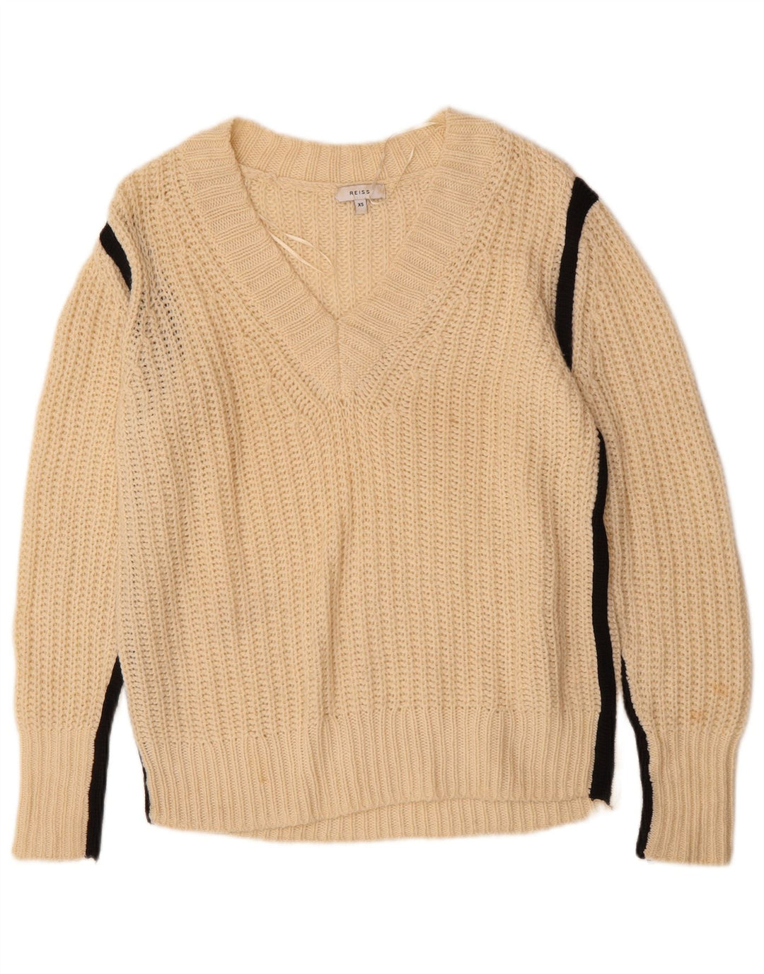 REISS Jersey extragrande con cuello en V para mujer UK 6 XS Beige Colorblock