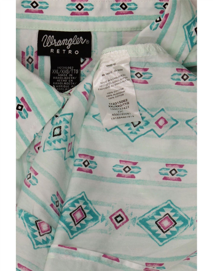 WRANGLER Camisa retro para mujer UK 20 2XL Algodón geométrico turquesa
