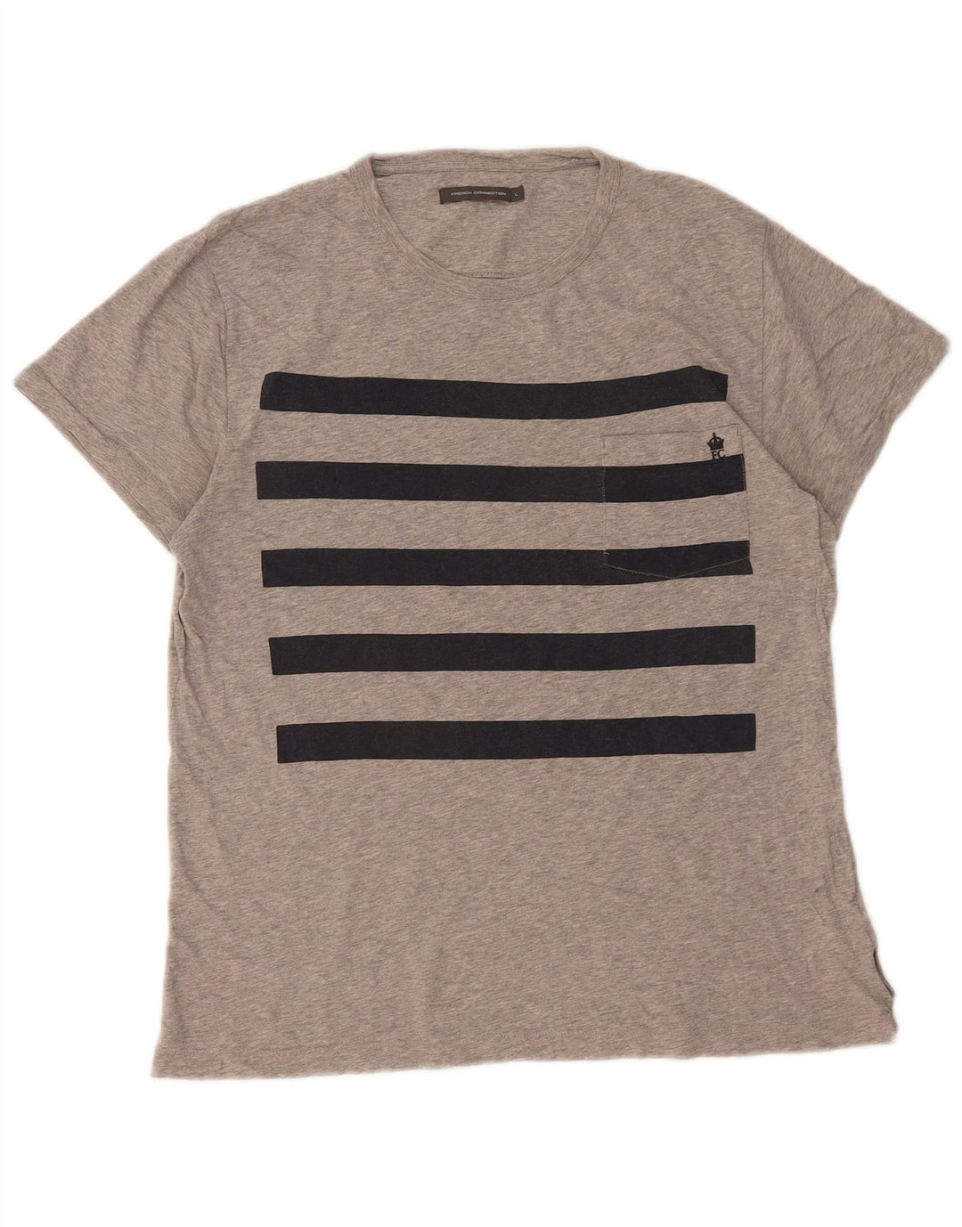 FRENCH CONNECTION Camiseta para hombre Top grande gris color block algodón