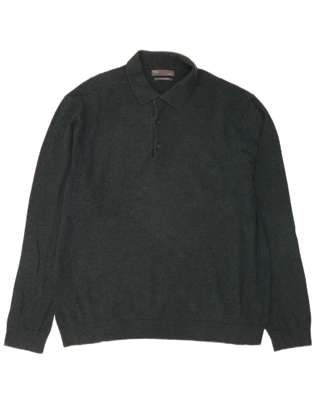 Marks & Spencer - Jersey de cuello polo para hombre, talla grande, algodón verde