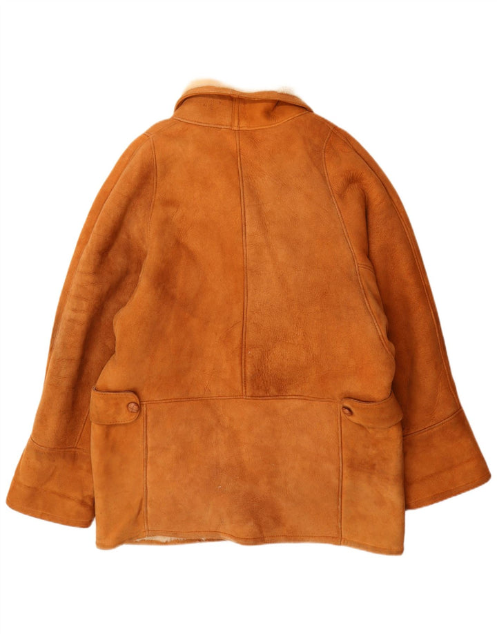 Vintage mujeres oversize shearling abrigo Reino Unido 16 grande beige