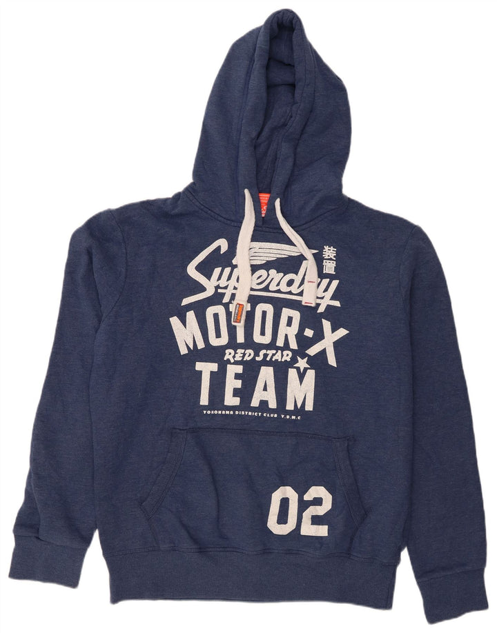 Superdry Jersey con capucha gráfica para hombre XL Algodón azul marino