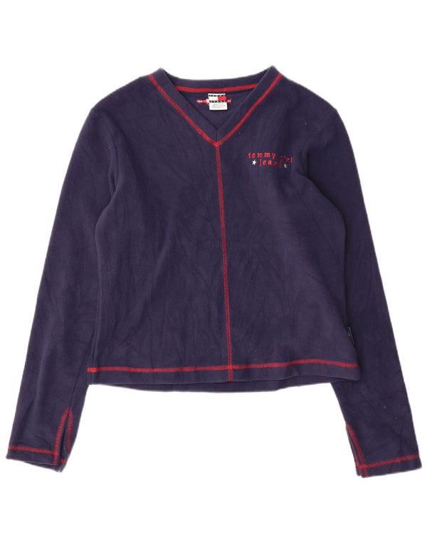 Tommy Hilfiger Blusa holgada corta para mujer UK 10 Small Azul marino