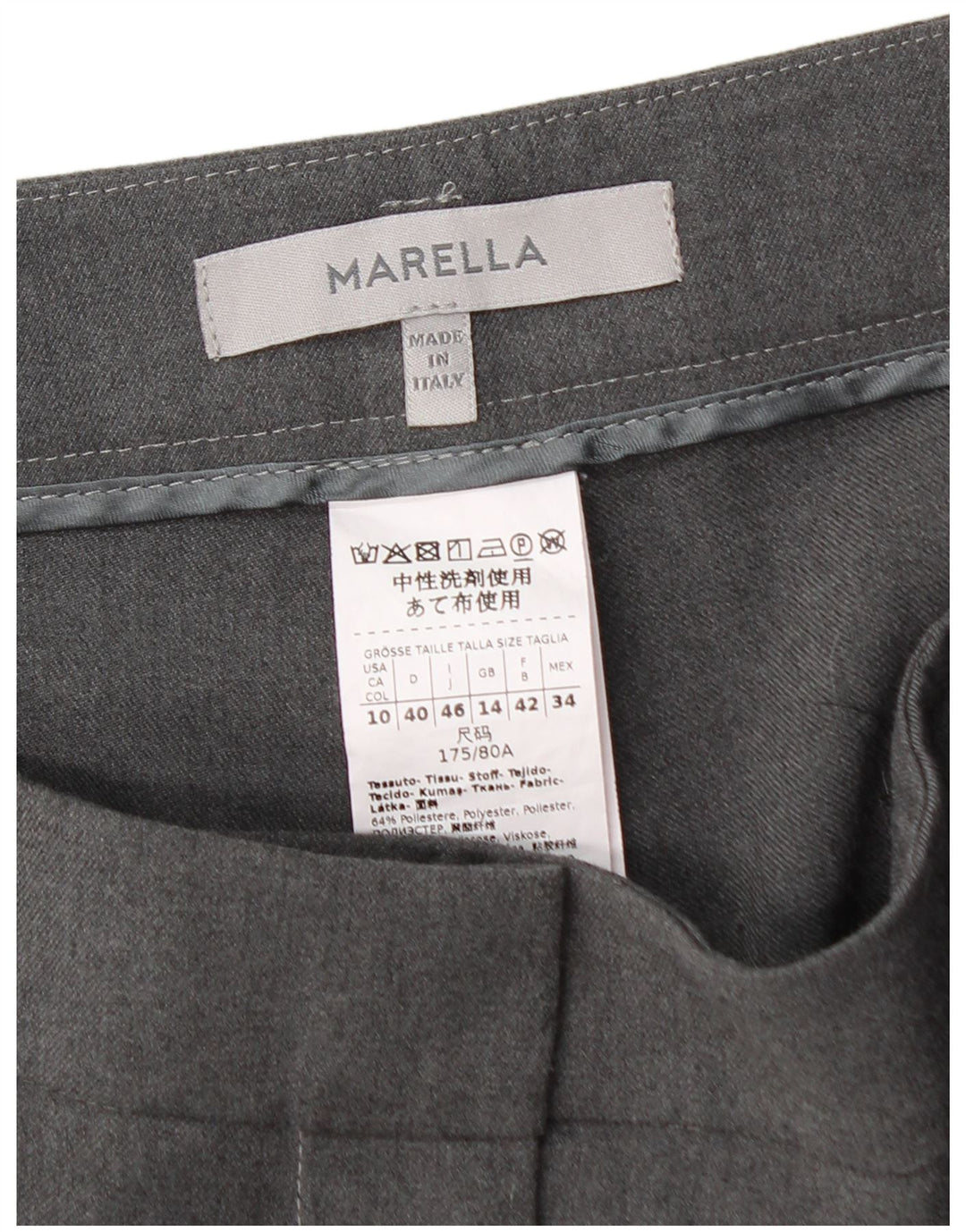 MARELLA Pantalón de traje recto para mujer UK 40 Large W32 L28 Poliéster gris