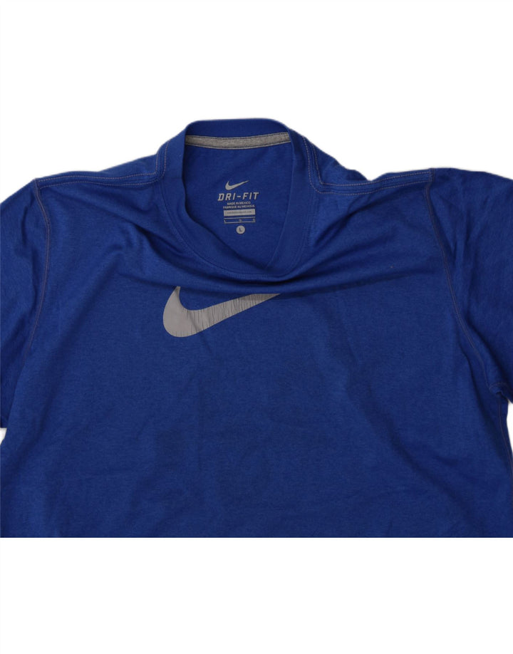 NIKE Womens Dri Fit Graphic T-Shirt Top UK 14 Large Blue Polyester Vintage Nike and Second-Hand Nike from Messina Hembry 