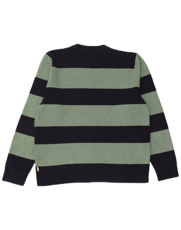 Marks & Spencer - Jersey de cuello redondo para hombre, talla grande, color azul marino a rayas