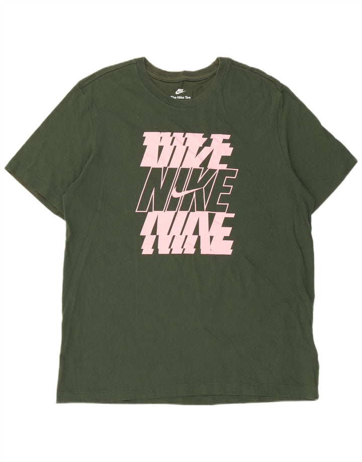 Nike Camiseta gráfica para hombre Top grande de algodón verde