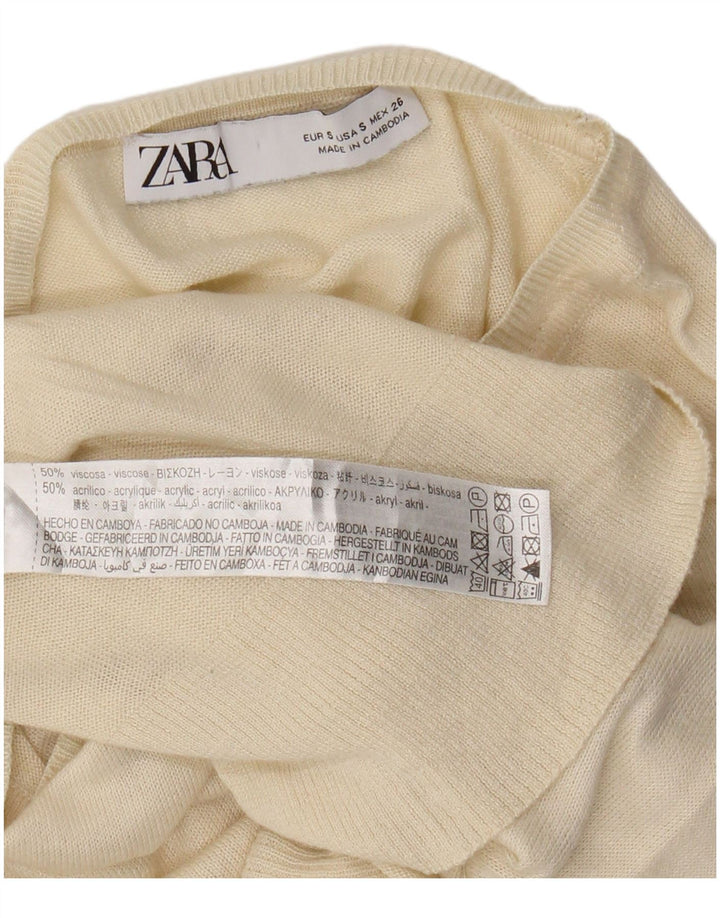 Zara Jersey oversize con cuello barco para mujer, talla 10, viscosa beige pequeña