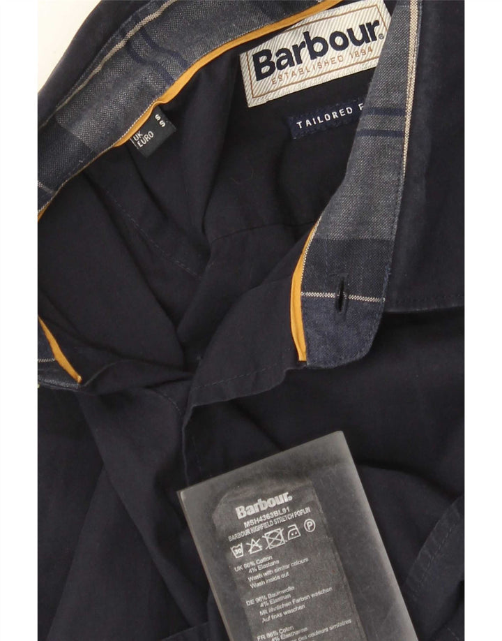 Barbour Hombre Camisa Entallada Pequeña Algodón Azul Marino