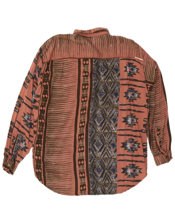 VINTAGE Camisa para hombre Grande Rosa Geométrica