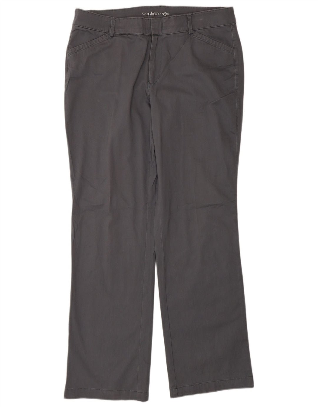 DOCKERS Pantalones casuales rectos para mujer US 12 grande W32 L31 algodón gris