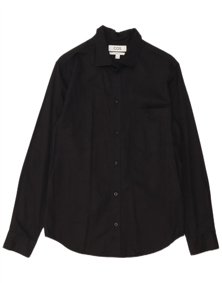 Camisa COS Hombre Regular Fit Pequeña Lyocell Negra