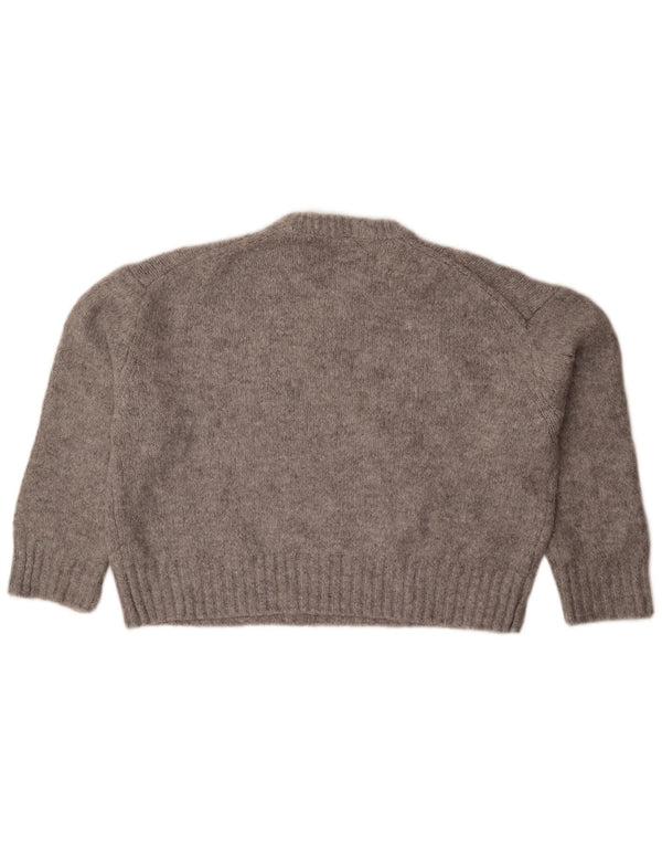 Zara Jersey extragrande con cuello redondo para mujer, talla 44, color gris medio moteado