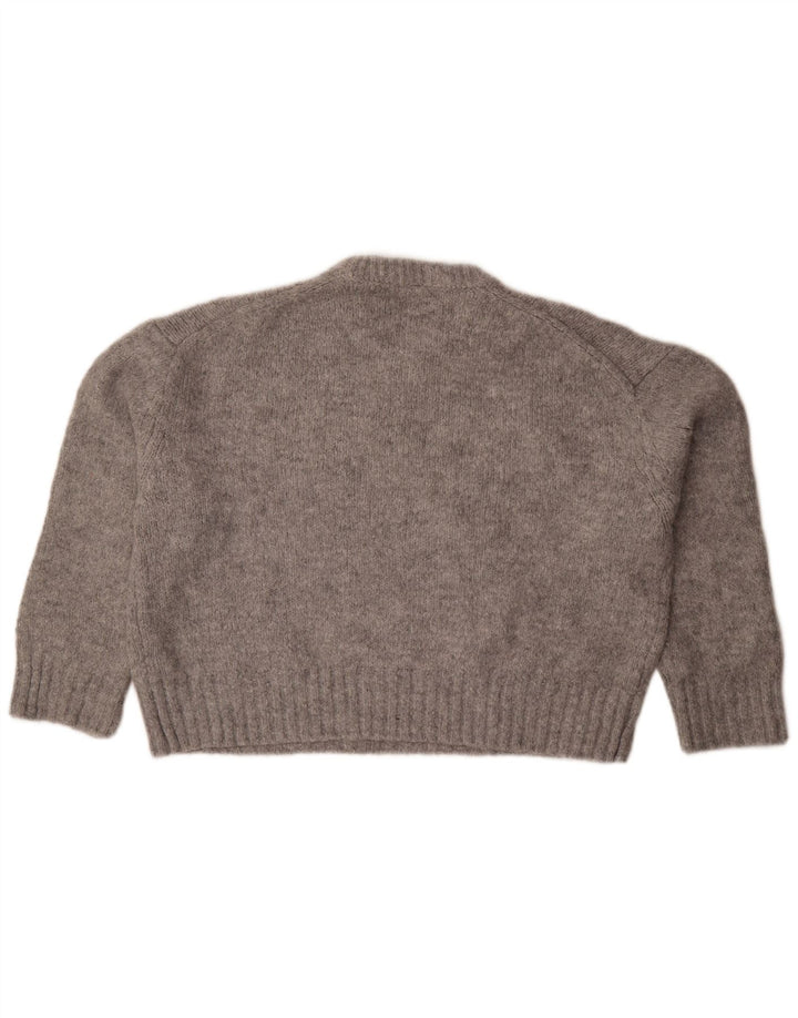 Zara Jersey extragrande con cuello redondo para mujer, talla 44, color gris medio moteado