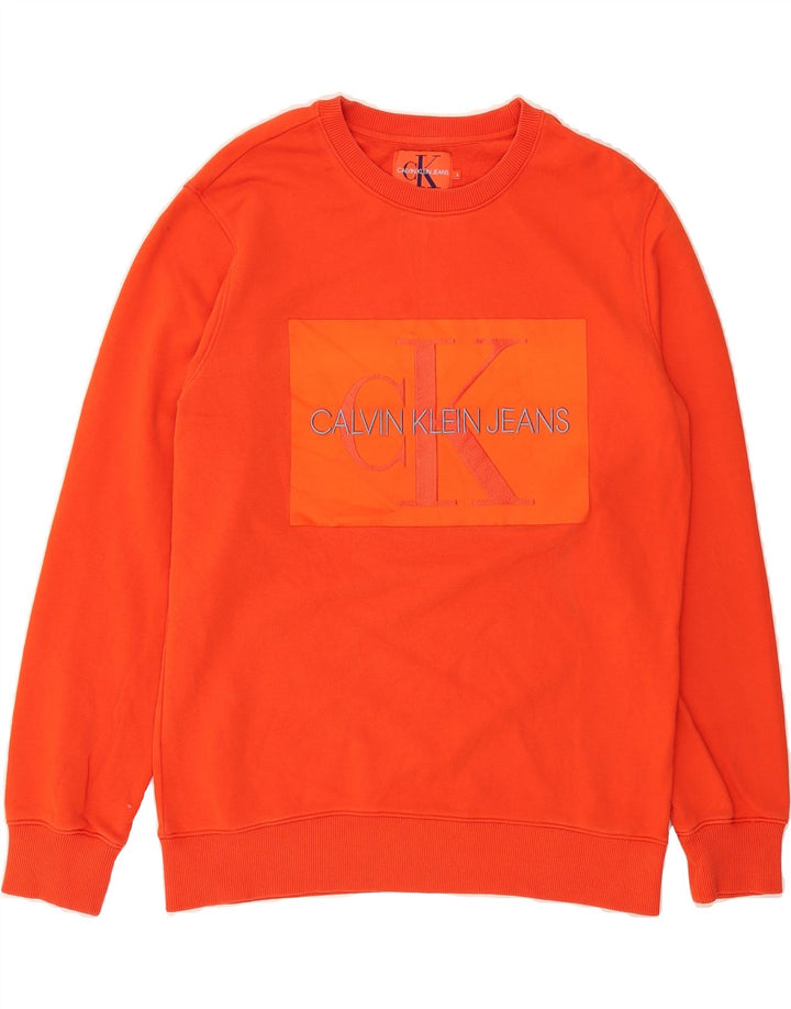 CALVIN KLEIN Mens Graphic Sweatshirt Jumper Large Red Cotton Vintage Calvin Klein and Second-Hand Calvin Klein from Messina Hembry 