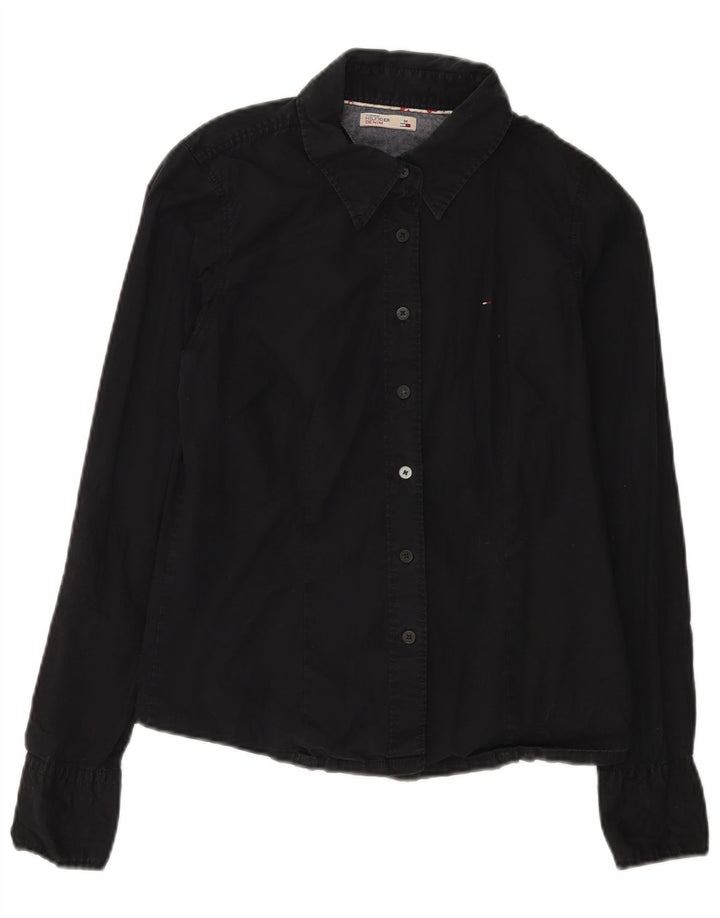 Tommy Hilfiger Camisa para mujer Reino Unido 12 Mediano Algodón negro