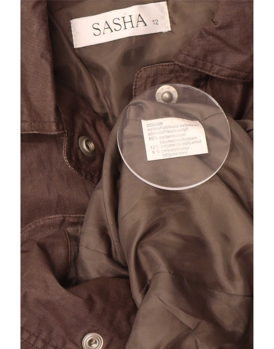 Sasha Chaqueta militar para mujer UK 12 Algodón marrón medio