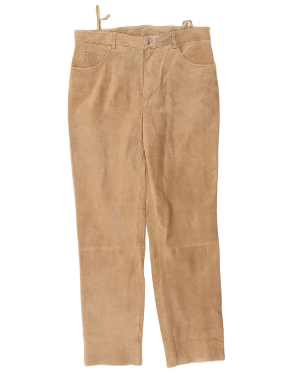 Vintage Hombres Tapered Ante Pantalones W36 L30 Cuero Beige