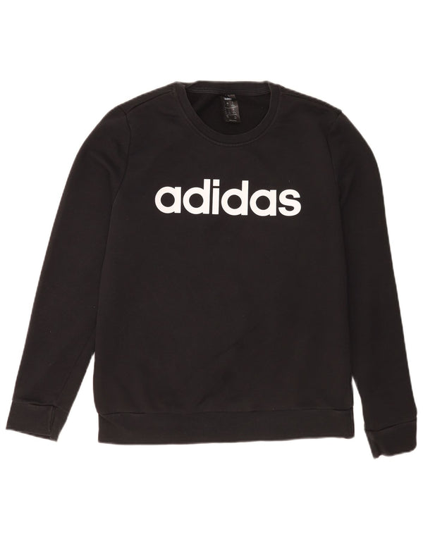 Adidas Sudadera gráfica para mujer Jumper UK 12/14 Medium Black Sports