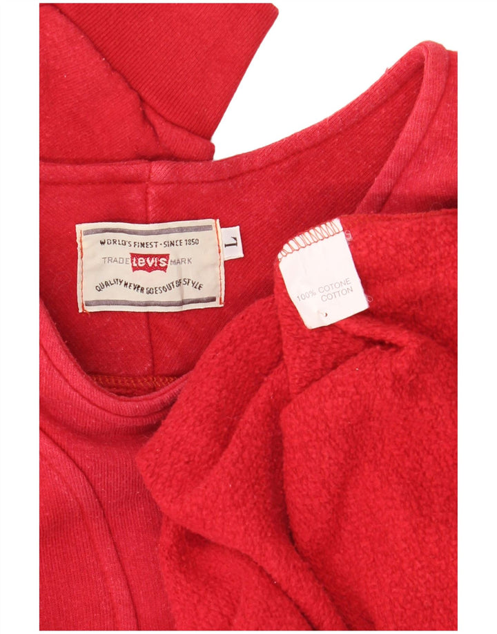 Levi's Sudadera extragrande con cuello y botones para mujer, talla 40, color rojo