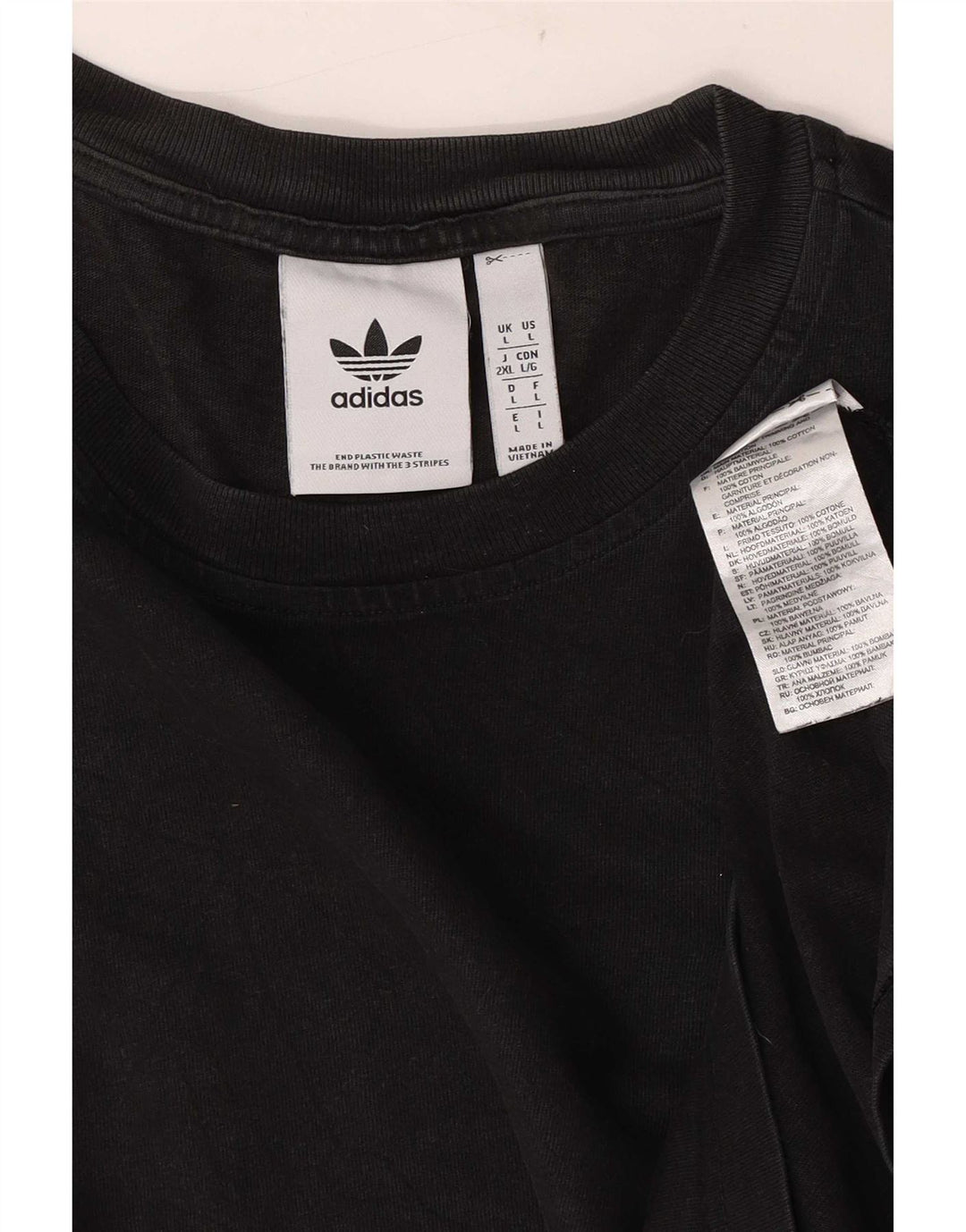 Adidas - Camiseta para hombre, talla grande, algodón negro