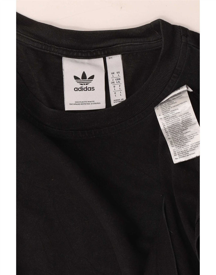 Adidas - Camiseta para hombre, talla grande, algodón negro