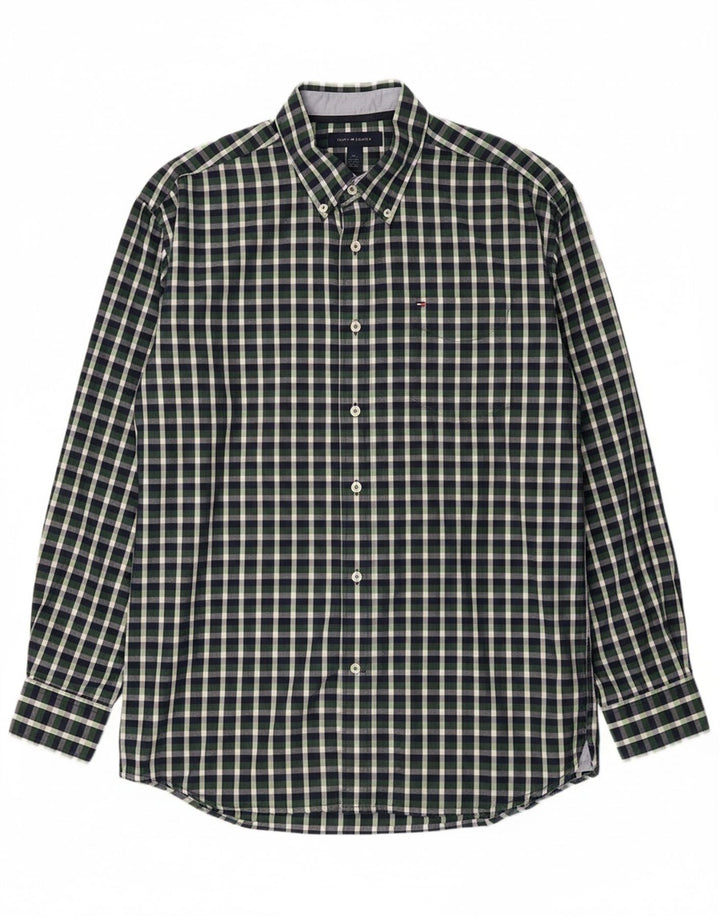 TOMMY HILFIGER Mens Shirt Large Green Check Vintage Tommy Hilfiger and Second-Hand Tommy Hilfiger from Messina Hembry 