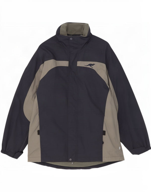 Kangaroos Chaqueta impermeable con capucha para hombre UK 40 Large Azul marino Colorblock Nylon