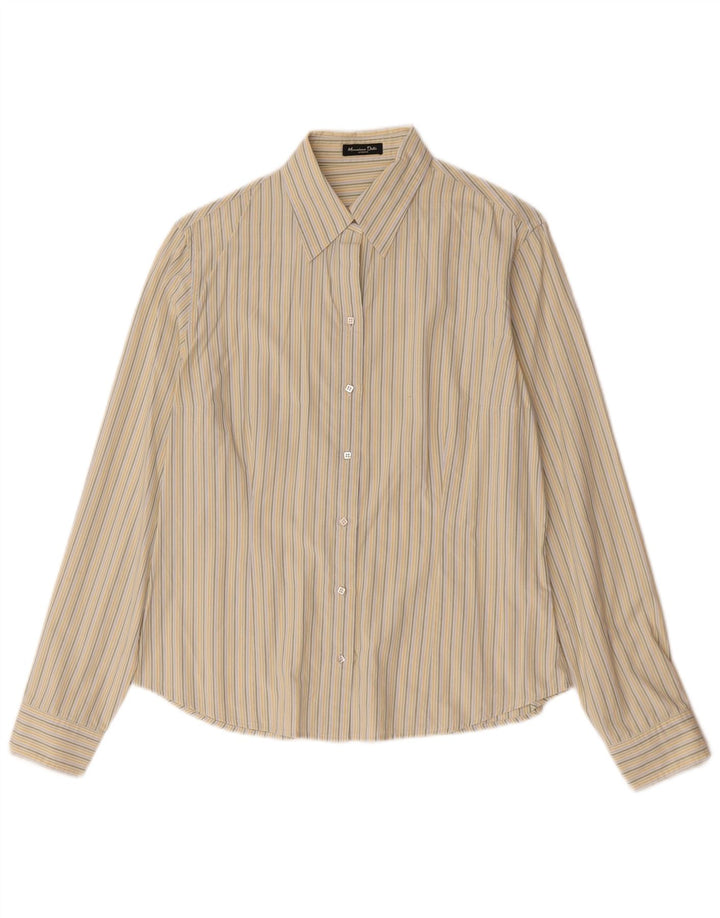 Camisa Massimo Dutti Mujer UK 44 Seda Rayas Beige Medio