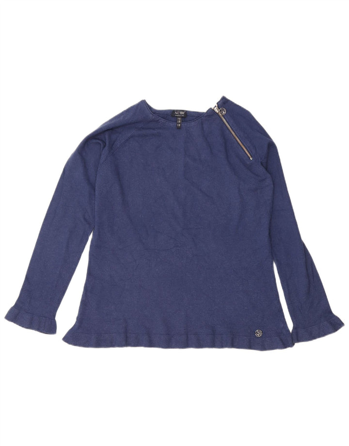 ARMANI Jersey con cuello y cremallera para mujer EU 48 2XL Azul marino